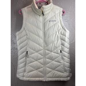 Columbia Omni-Heat Heavenly Womens Vest Heat Reflective Cream Puffer Size Medium